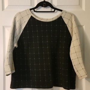 Loft 3/4 sleeve windowpane sweater